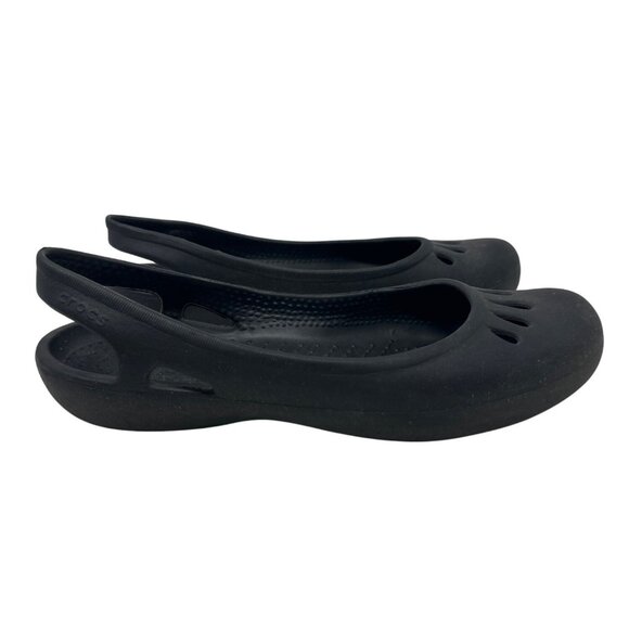 Womens Crocs Black Sloane Flats Open Toe Slingback Slip-On Shoes Size 8 - Picture 1 of 10